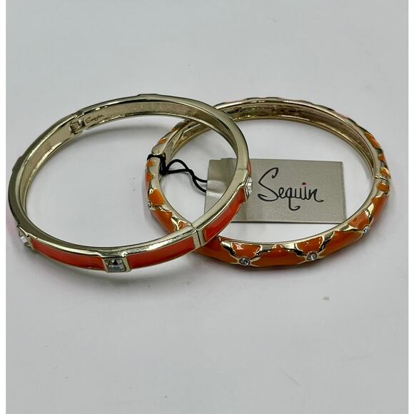 Sequin Vintage Deadstock New with and Without Tags Orange Bangle
Bracelet Set - Picture 2 of 6